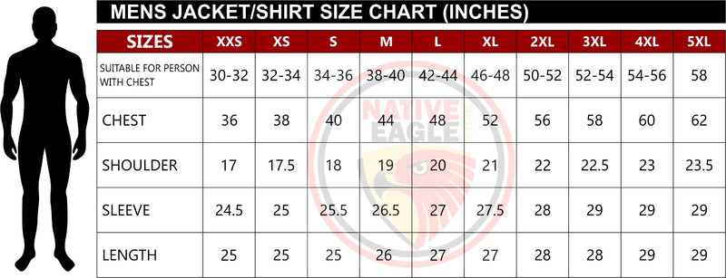 Native American Eagle Beaded Black Leather Jacket for Men PWJ1480