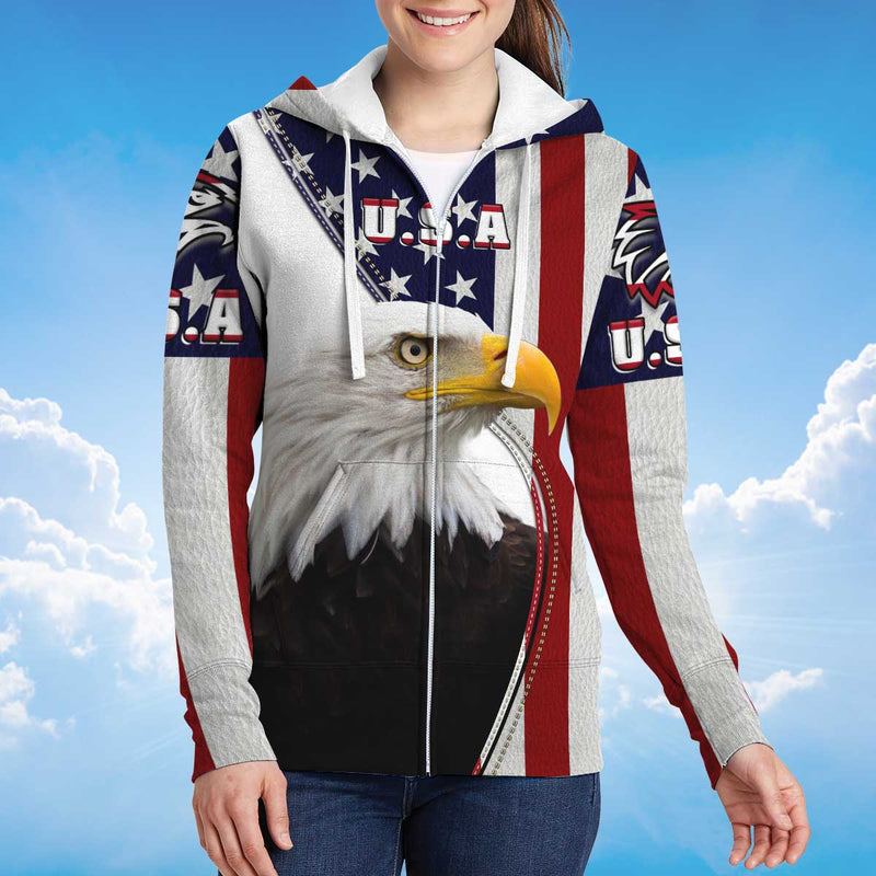American Pride Zipper Hoodie, American Eagle Zipper Hoodie LT10
