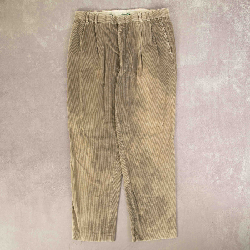 MEN'S VINTAGE EDDIE BAUER SUN FADED RELAXED JUMBO CORD TROUSERS - W34 X L31