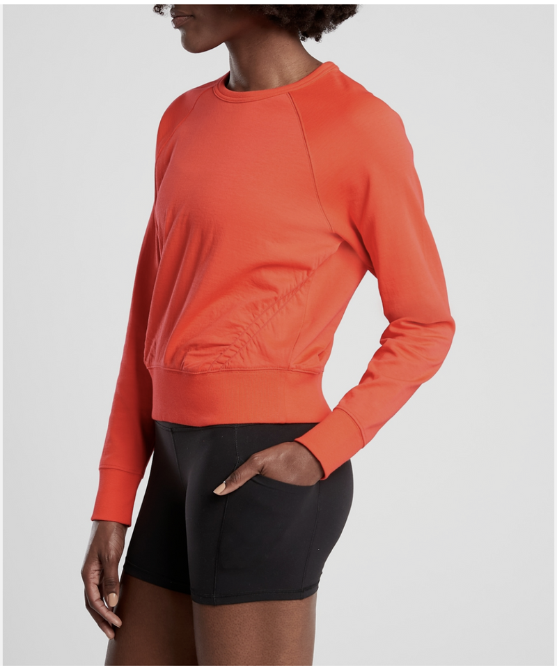 Athleta Racing Red Long Sleeve Sundown Puckered Sweatshirt