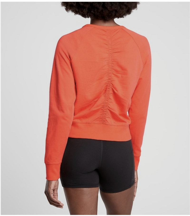 Athleta Racing Red Long Sleeve Sundown Puckered Sweatshirt