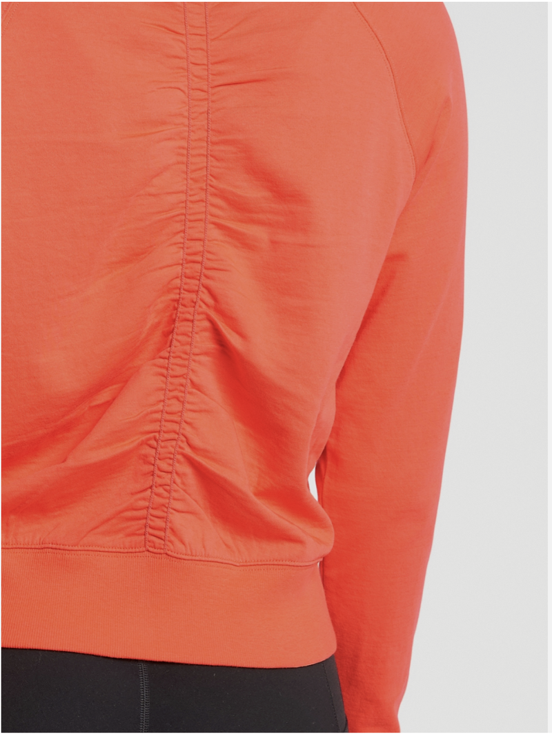 Athleta Racing Red Long Sleeve Sundown Puckered Sweatshirt
