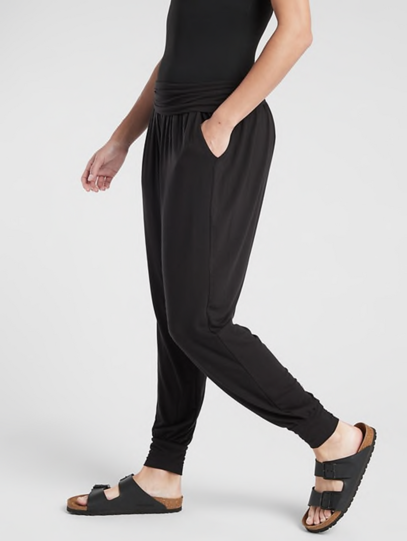 Athleta Black Soft Lounge Elastic Waist Studio Jogger