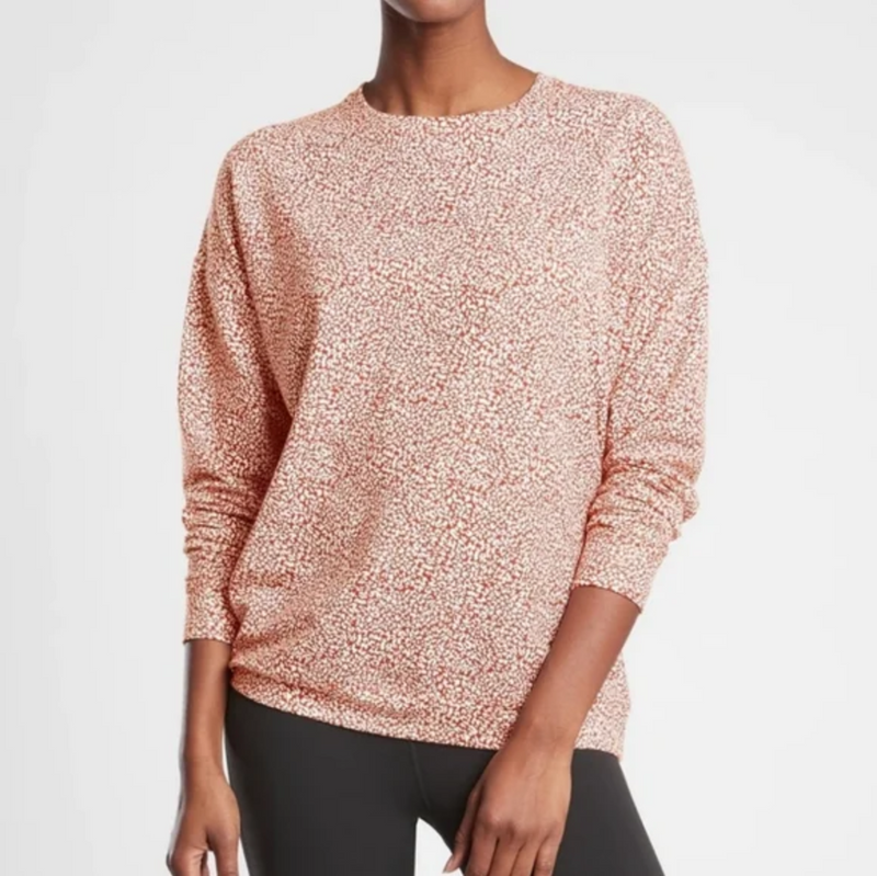Athleta Studio To Rusty Micro Cheetah Street Print Balance Pullover Sweatshirt