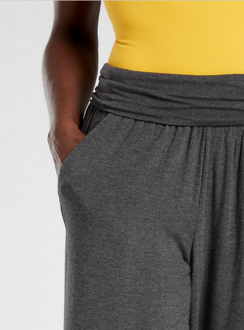 Athleta Black Heather Soft Lounge Elastic Waist Wide Leg Studio Pant