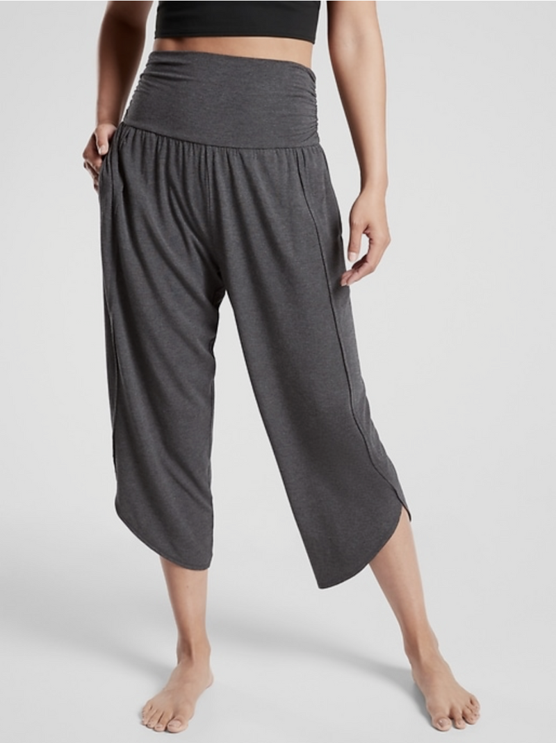 Athleta Black Heather Soft Lounge Elastic Waist Flow With It Pant