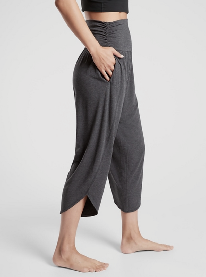 Athleta Black Heather Soft Lounge Elastic Waist Flow With It Pant