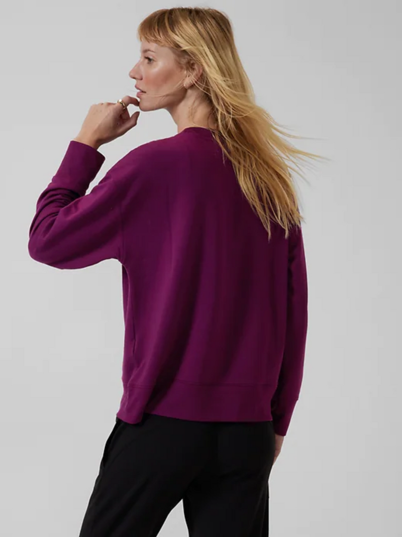 Athleta Exotic Fuchsia Long Sleeve Balance Henley Sweatshirt
