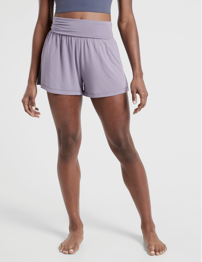 Athleta Violet Elastic Waist Stretchy Flow With It Short With Pockets