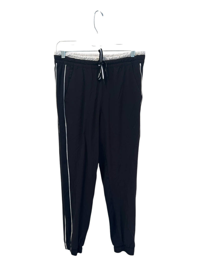 Athleta Size 6 Black & White Nylon & Spandex Jogger White Trim Drawstring Pants
