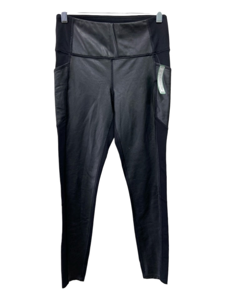Athleta Size S Black Nylon Side Pockets 7/8 length Athletic Leggings