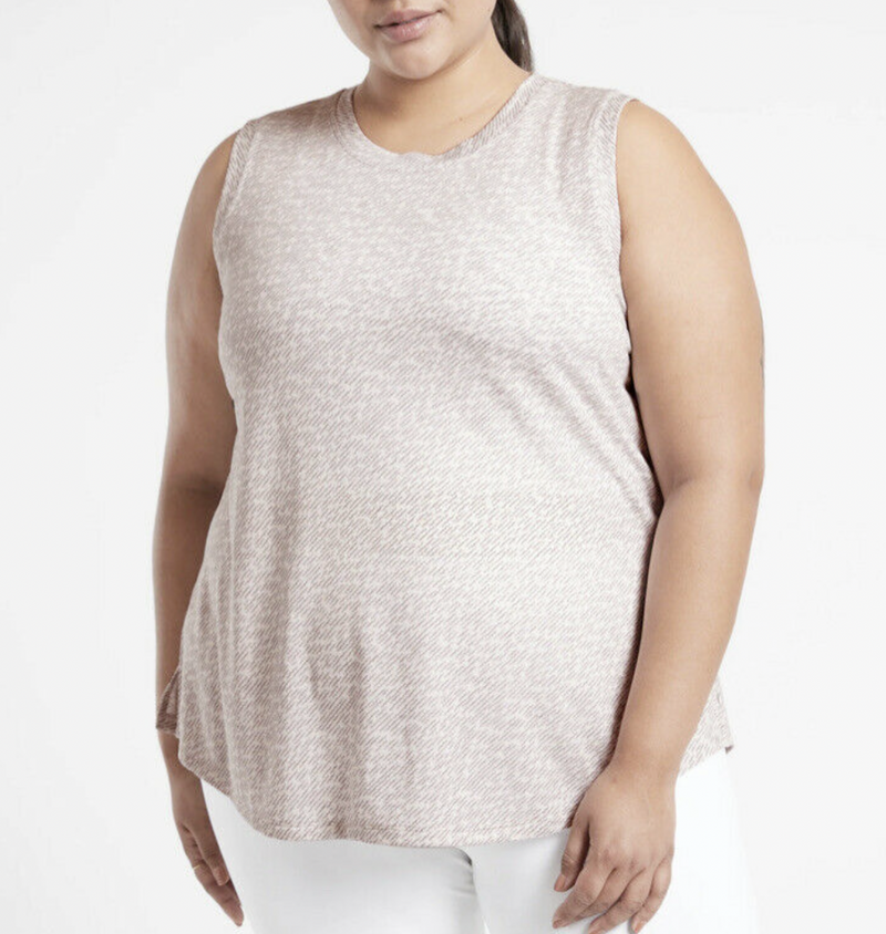 Athleta White Grey Printed Sleeveless Breezy Top Tank