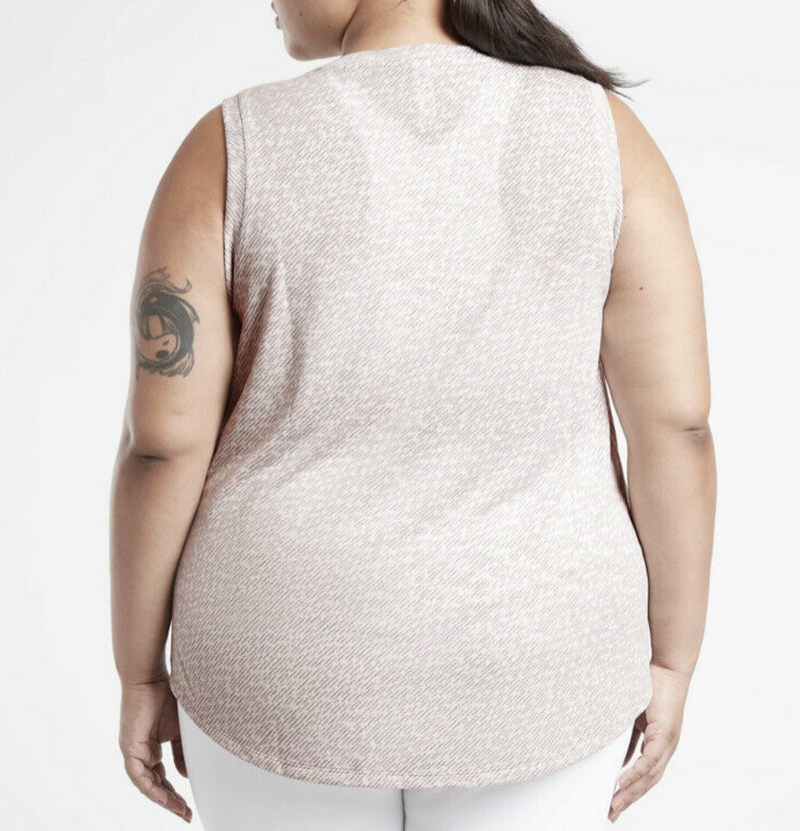 Athleta White Grey Printed Sleeveless Breezy Top Tank