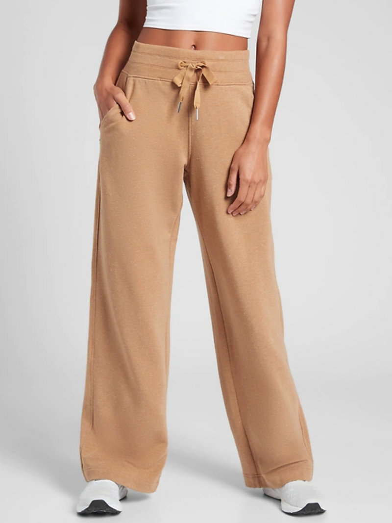 Athleta Tuscan Gold Multi Nep Drawstring Waistband Wide Leg Balance Pant