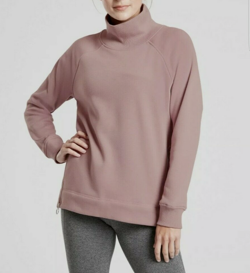 Athleta Dogwood Mauve Cozy Karma Side Zip Funnel Neck