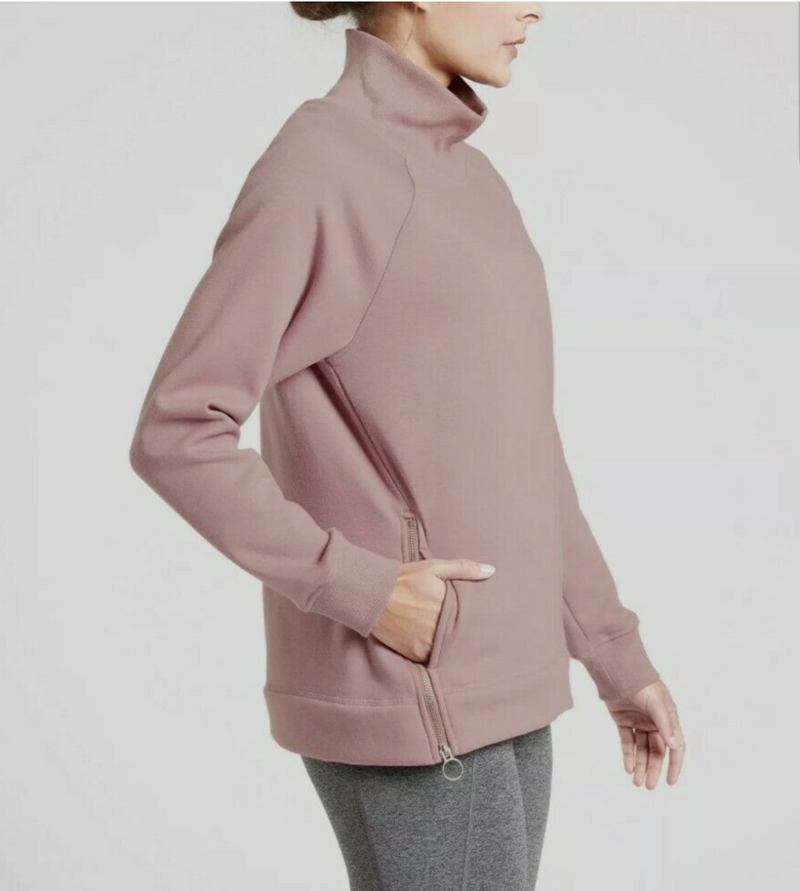Athleta Dogwood Mauve Cozy Karma Side Zip Funnel Neck