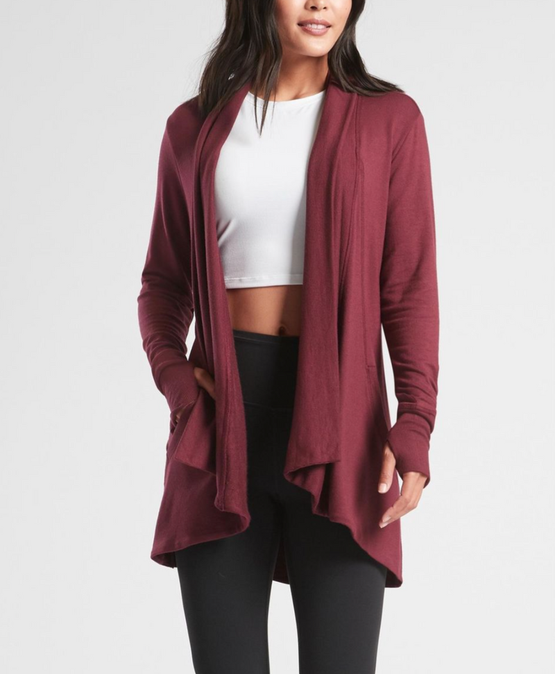 Athleta Decadent Red Nirvana Pranayama Wrap Cardigan