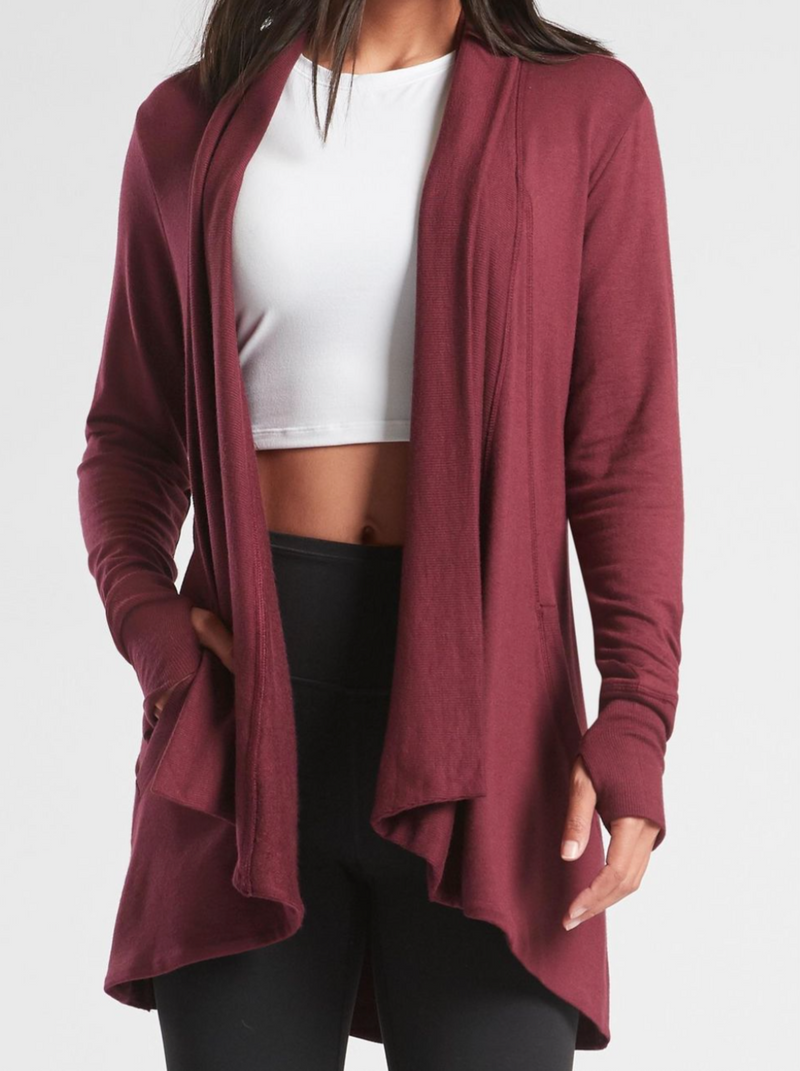Athleta Decadent Red Nirvana Pranayama Wrap Cardigan