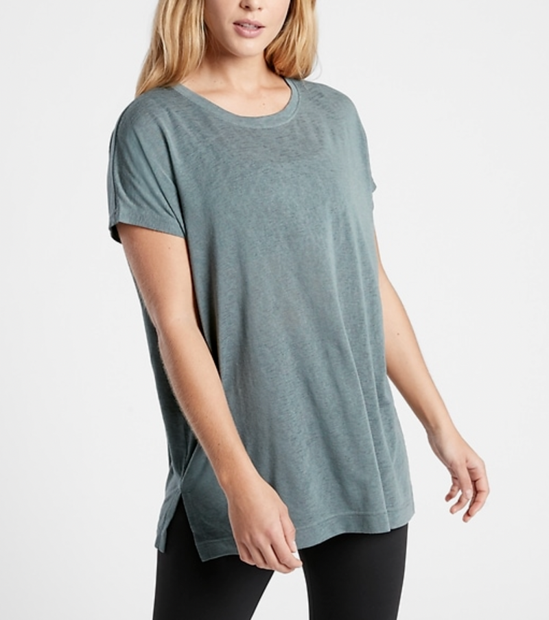 Athleta Metropolis Gray Scoop Short Sleeve Release Breezy Tee