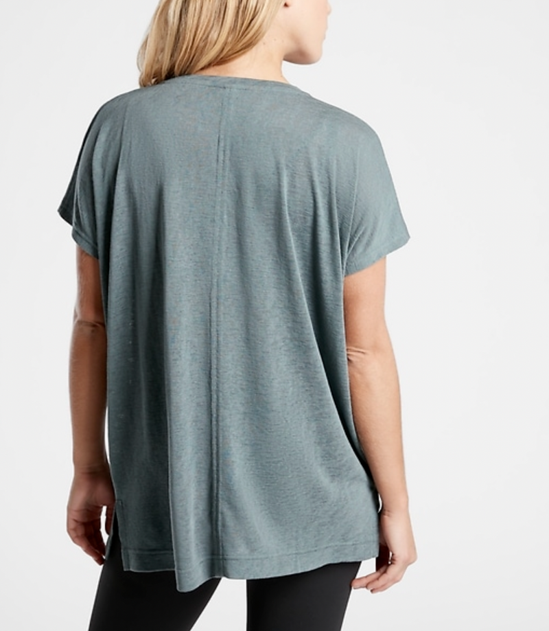 Athleta Metropolis Gray Scoop Short Sleeve Release Breezy Tee