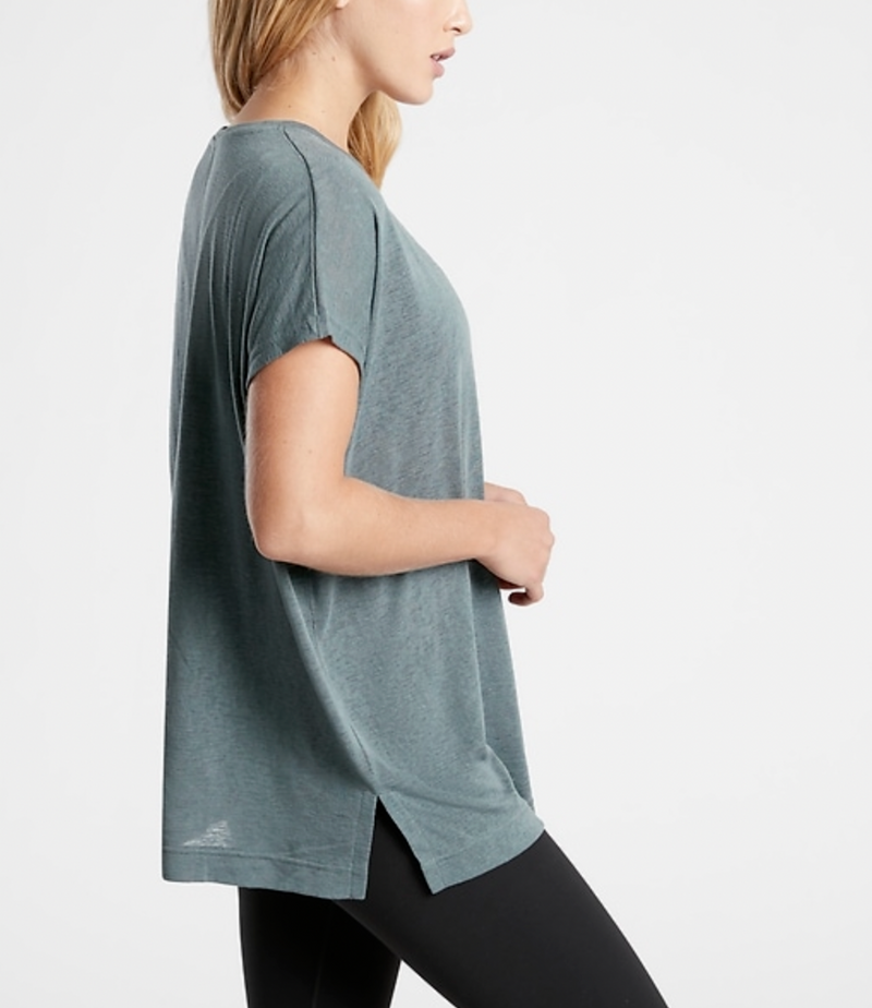 Athleta Metropolis Gray Scoop Short Sleeve Release Breezy Tee