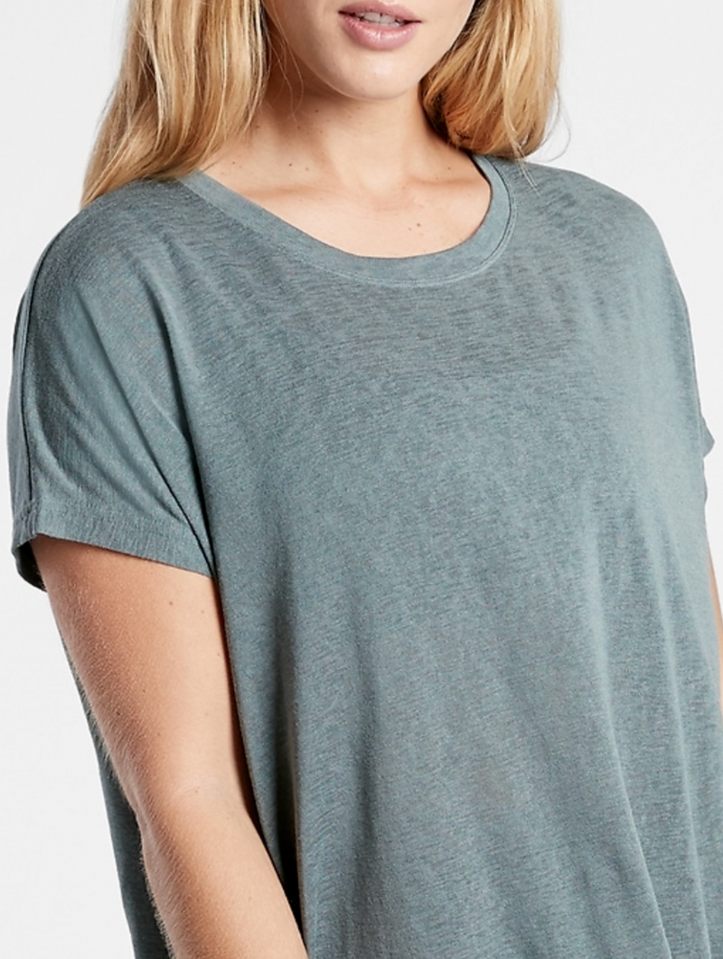 Athleta Metropolis Gray Scoop Short Sleeve Release Breezy Tee