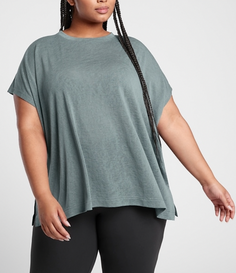 Athleta Metropolis Gray Scoop Short Sleeve Release Breezy Tee