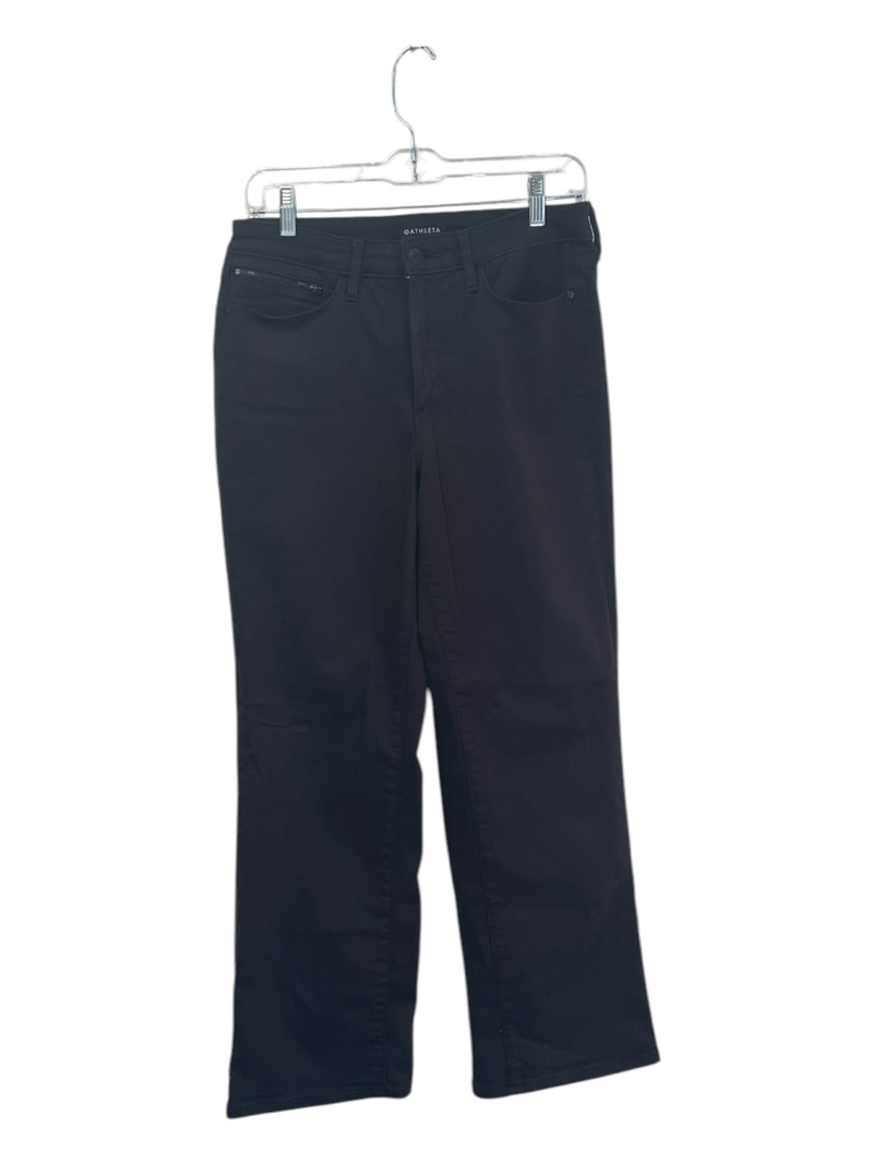 Athleta Size 8 Black Cotton Stretch 5 Pocket Cropped Flare Zipper Detail Jeans