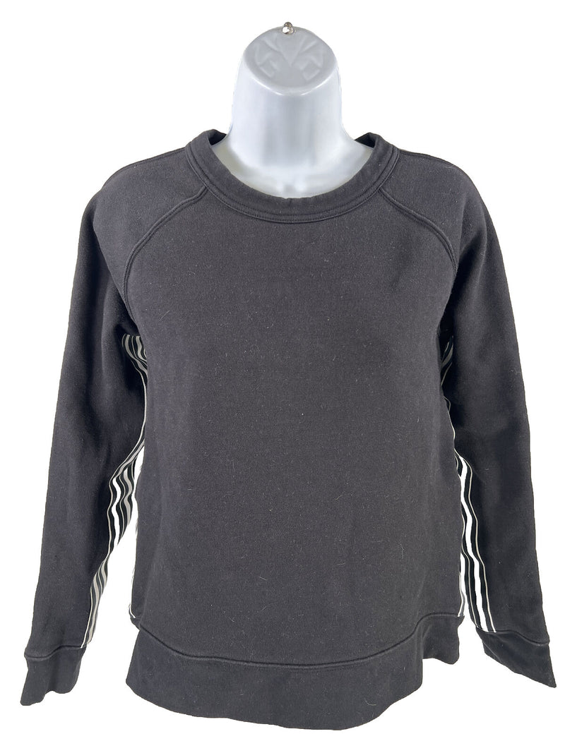 Athleta Women's Black Striped 24/7 Crewneck Sweatshirt - M