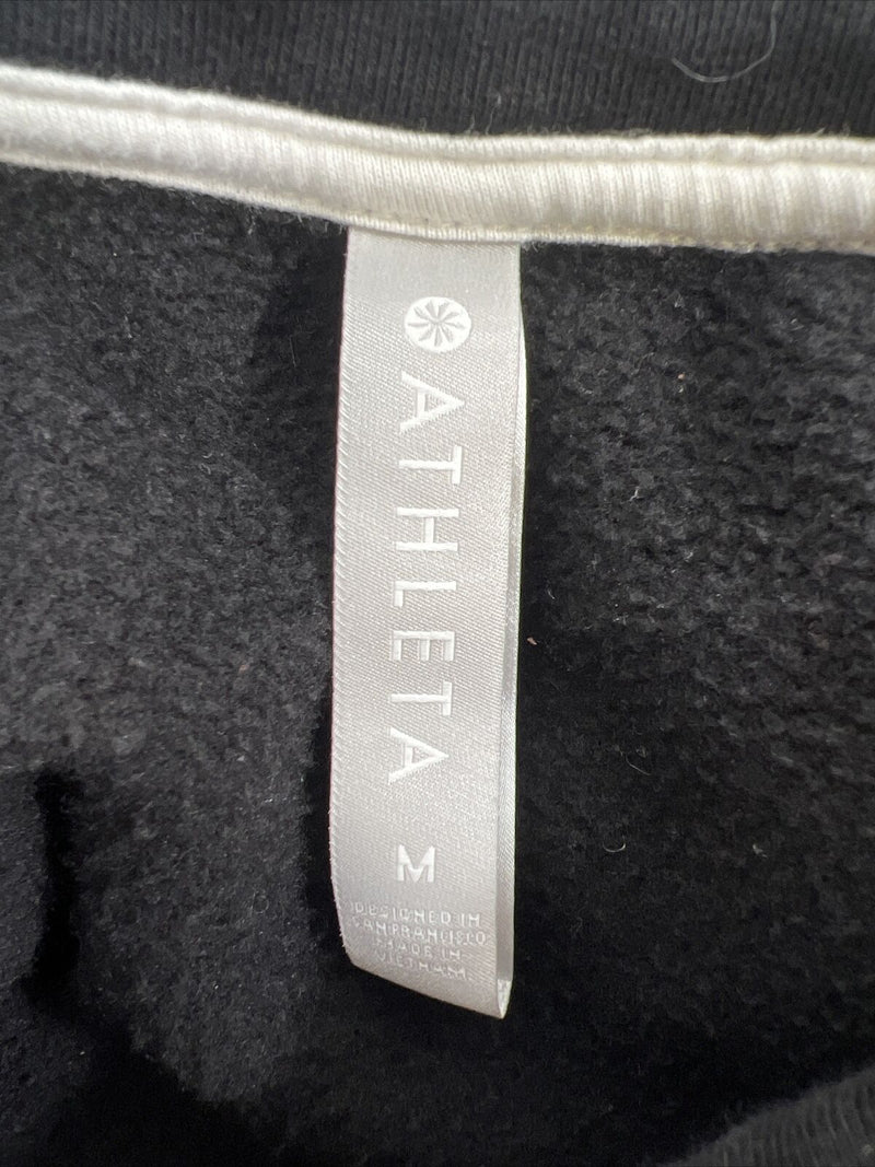 Athleta Women's Black Striped 24/7 Crewneck Sweatshirt - M