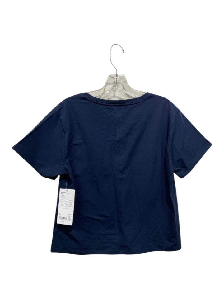 Athleta Size S Navy Blue Cotton & Spandex Short Sleeve V Neck Top
