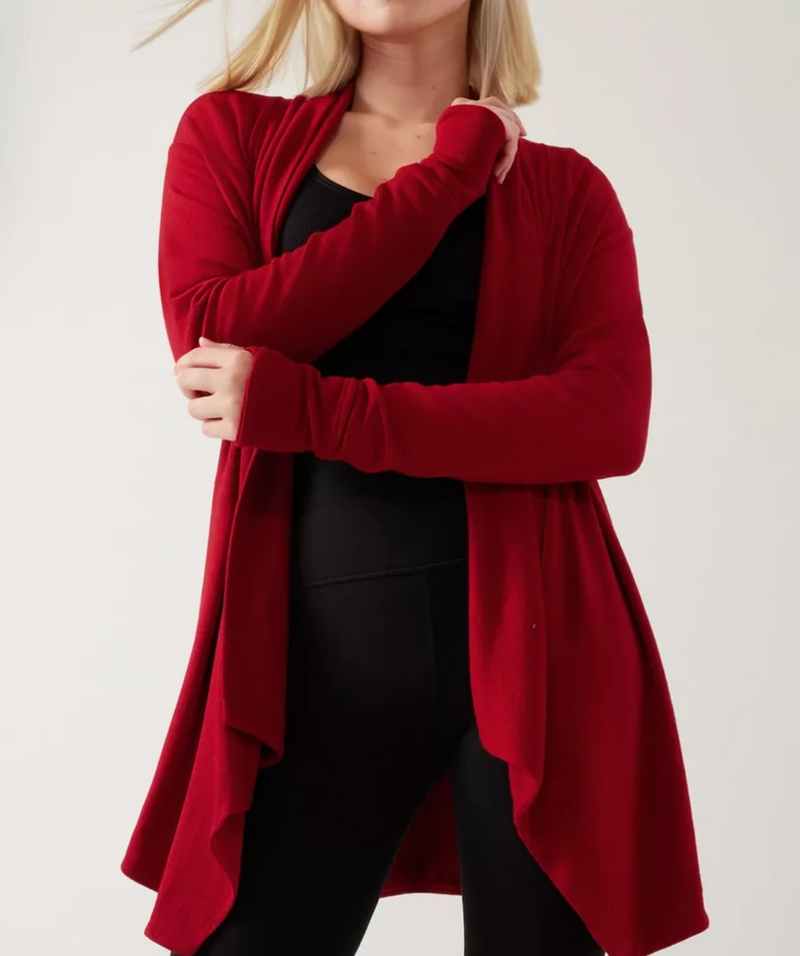 Athleta Candy Red Nirvana Pranayama Restore Wrap Cardigan