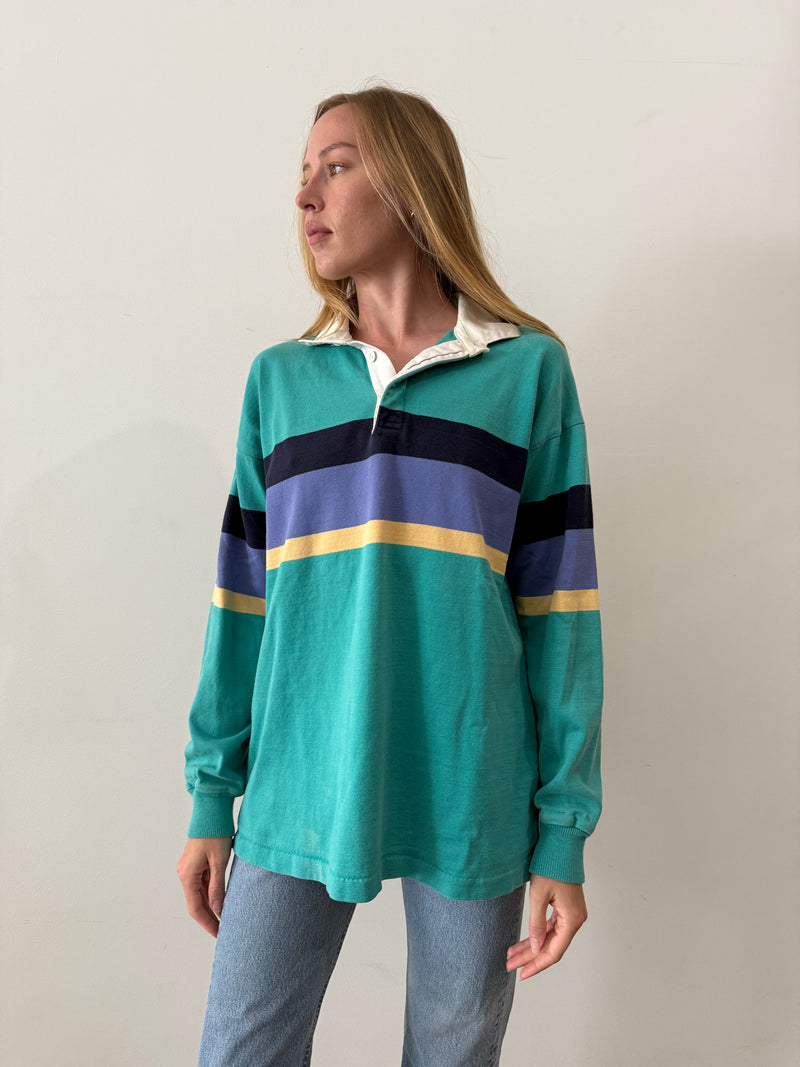 LL Bean Turquoise Rugby Jersey