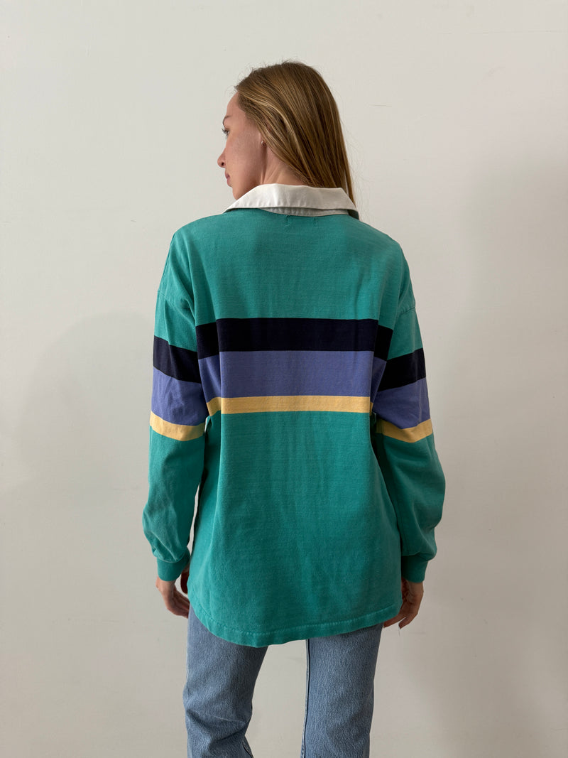 LL Bean Turquoise Rugby Jersey