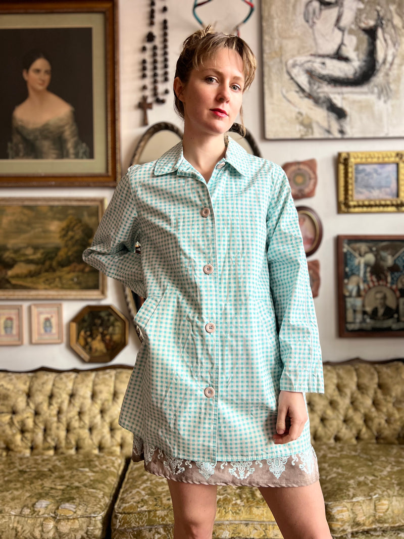 LL Bean Gingham Blue Jacket Sz. M