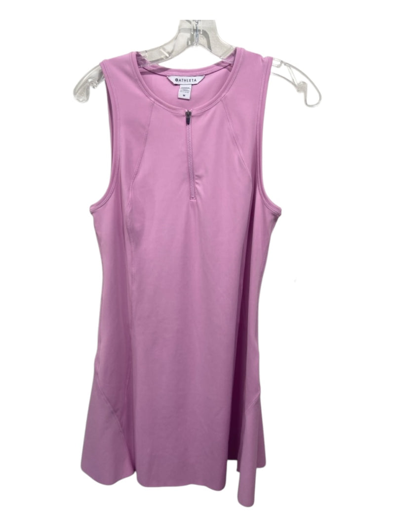 Athleta Size M Fuschia Pink Polyester Blend Quarter Zip Seam Detail Tank Dress