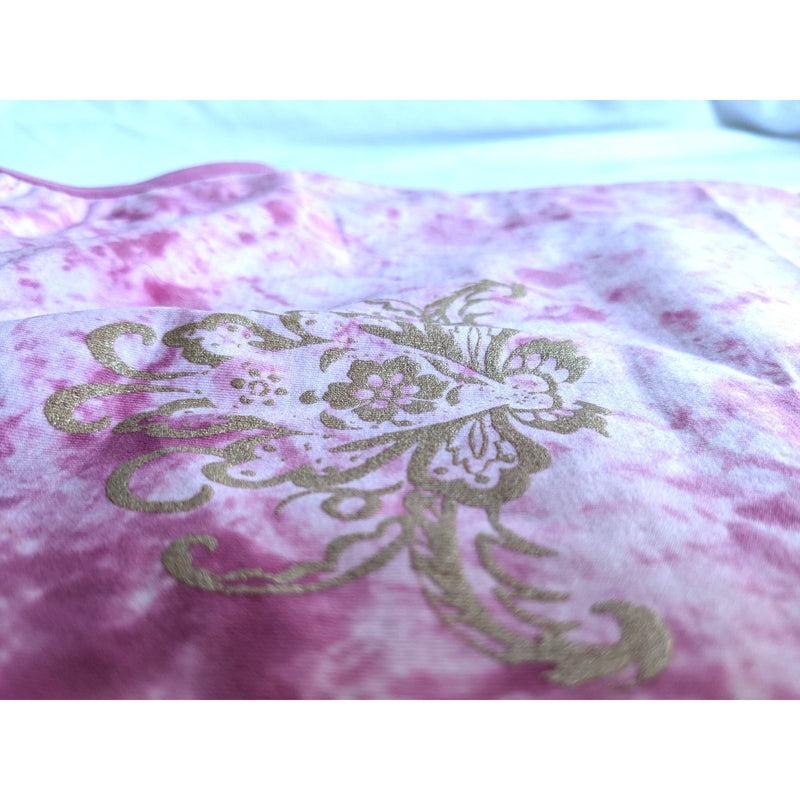 ATHLETA Pink Tank Top Tie Dye with Golden Swirl Decal Size S