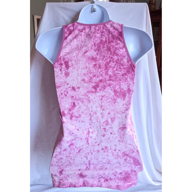 ATHLETA Pink Tank Top Tie Dye with Golden Swirl Decal Size S