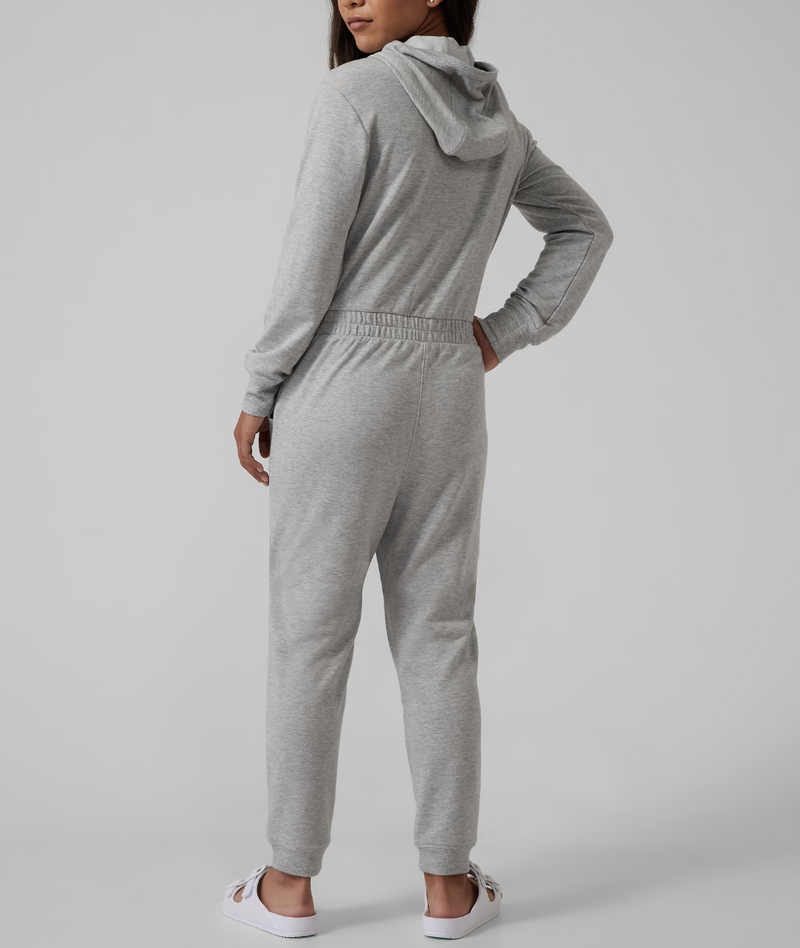 Athleta Girl Heather Grey Onesie of a Kind Hooded Jumpsuit