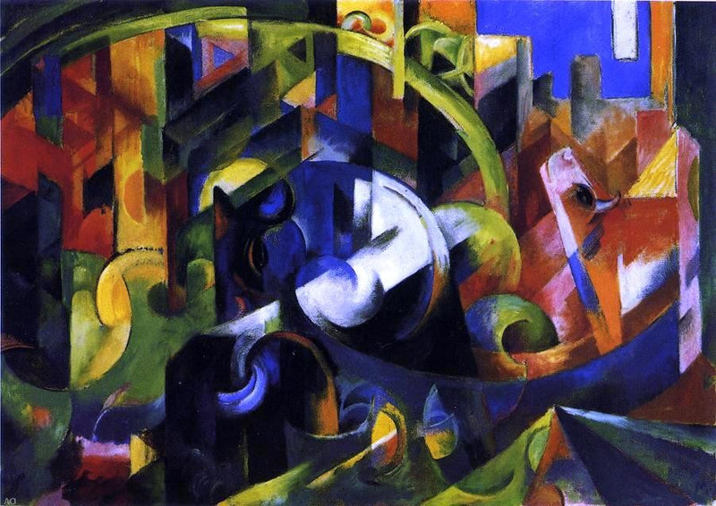 Picture with Cattle by Franz Marc - Hand Painted Oil Painting