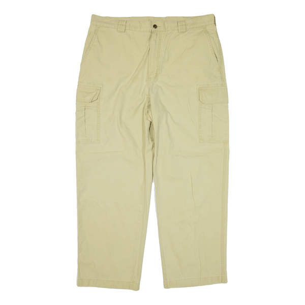 LL BEAN Cargo Trousers Beige Relaxed Straight Mens W36 L28