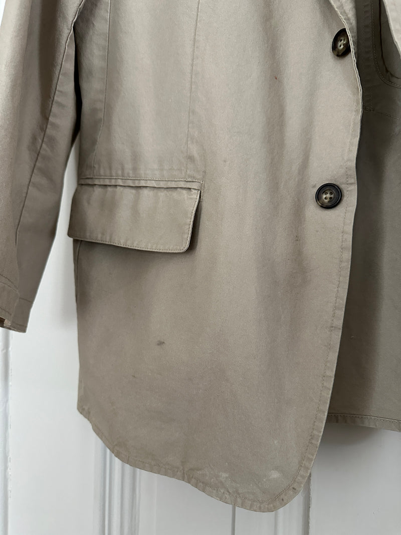 LL Bean Jacket M Brown Beige Cotton Sport Coat Blazer Unstructured Unlined 40R Vintage