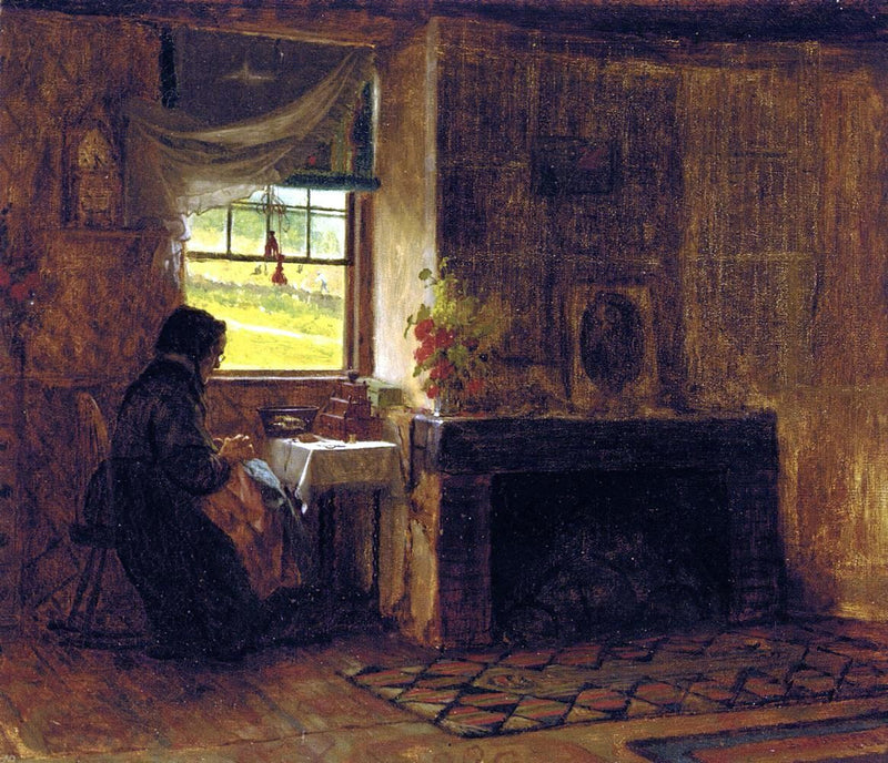 Interior of a Farm House in Maine by Eastman Johnson - Hand Painted Oil Painting
