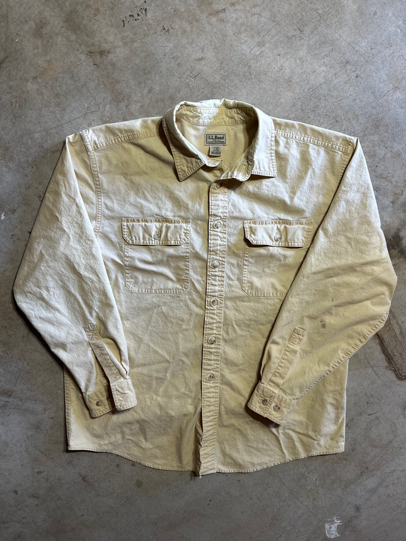 Vintage LL Bean Yellow Button Up Shirt (Large)