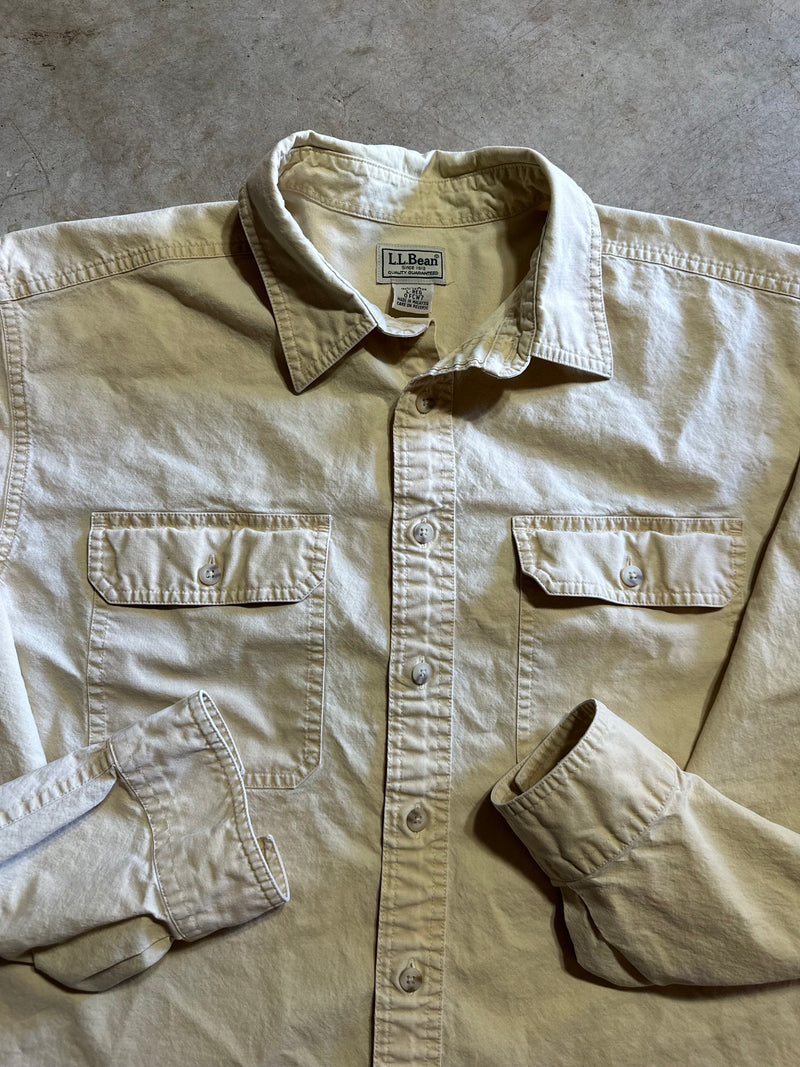 Vintage LL Bean Yellow Button Up Shirt (Large)