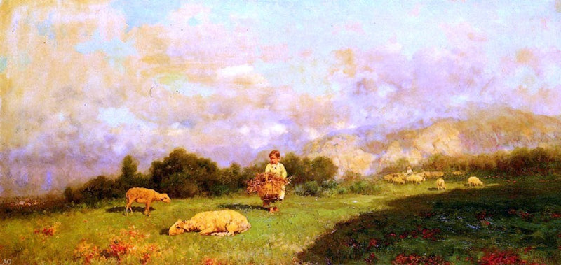 Gathering Sticks by Francesco Lojacono - Hand Painted Oil Painting