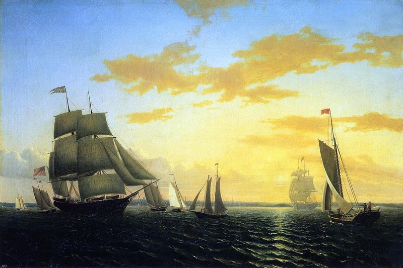 New Bedford Harbor at Sunset by William Bradford - Hand Painted Oil Painting