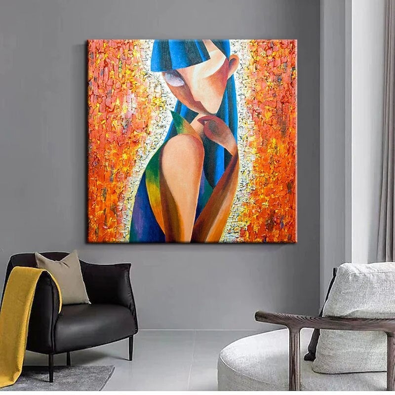 Hand Painted Oil Painting Modern Figures Abstract Canvas Painting Nordics For Living Decor