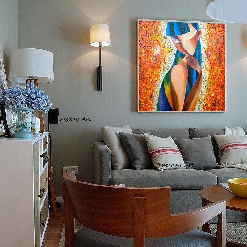 Hand Painted Oil Painting Modern Figures Abstract Canvas Painting Nordics For Living Decor