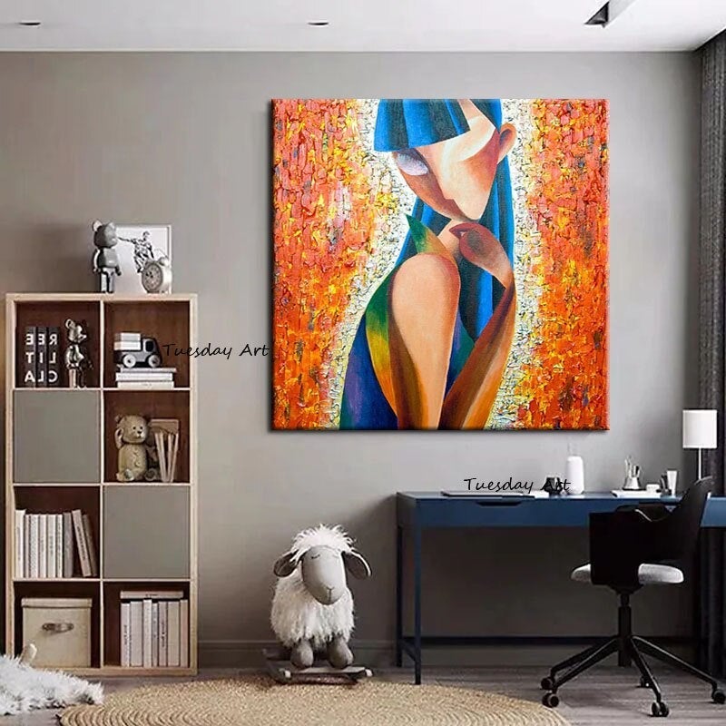 Hand Painted Oil Painting Modern Figures Abstract Canvas Painting Nordics For Living Decor